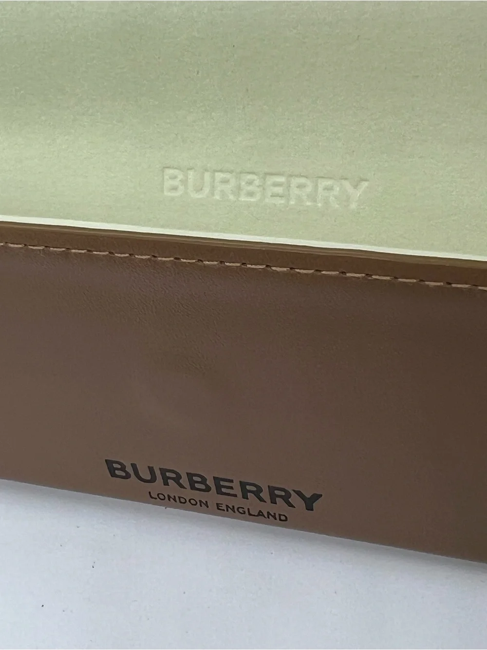 Burberry Tan Leather Eyeglasses Sunglasses Case Beige Logo Pouch